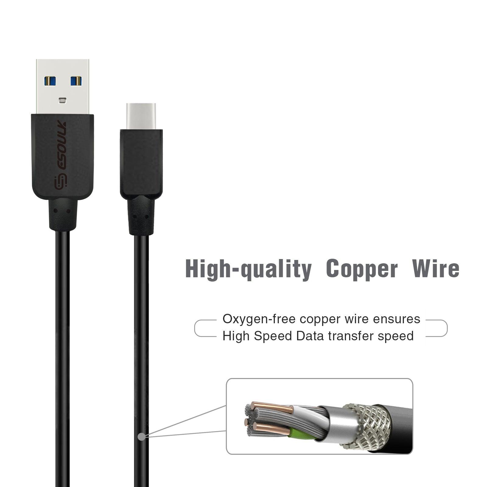Esoulk Cable Type-C 5.0 Ft, 3A White EC30P-TCP-BK - Best Cell Phone Parts Distributor in Canada, Parts Source