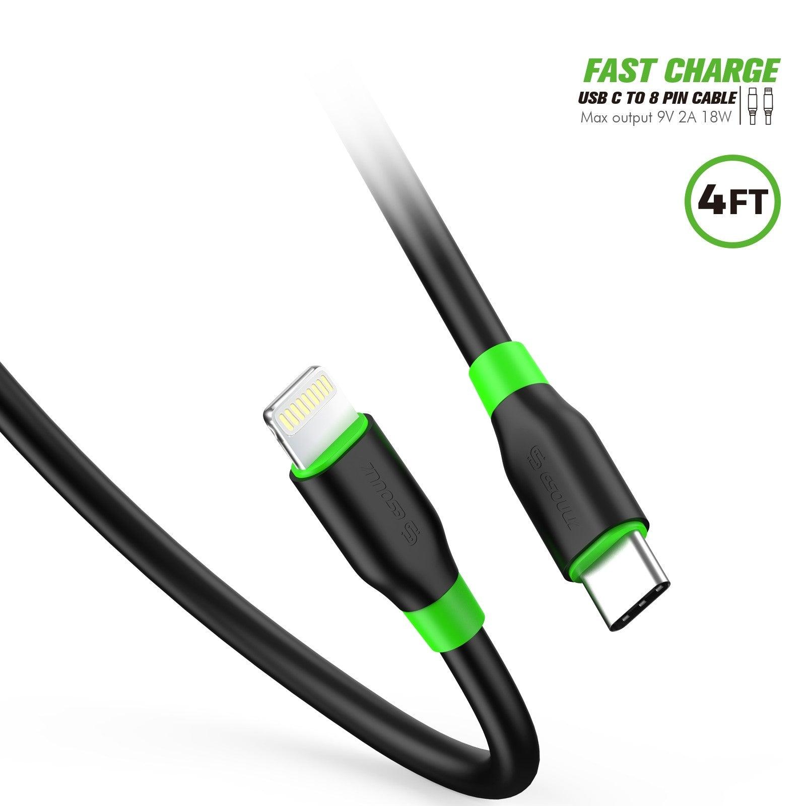 Esoulk PD Fast Charge Type-C To Lightning Cable Black (For iPhone 12, 13, 14 Series) 4FT, EC33P-CL-BK - Best Cell Phone Parts Distributor in Canada, Parts Source