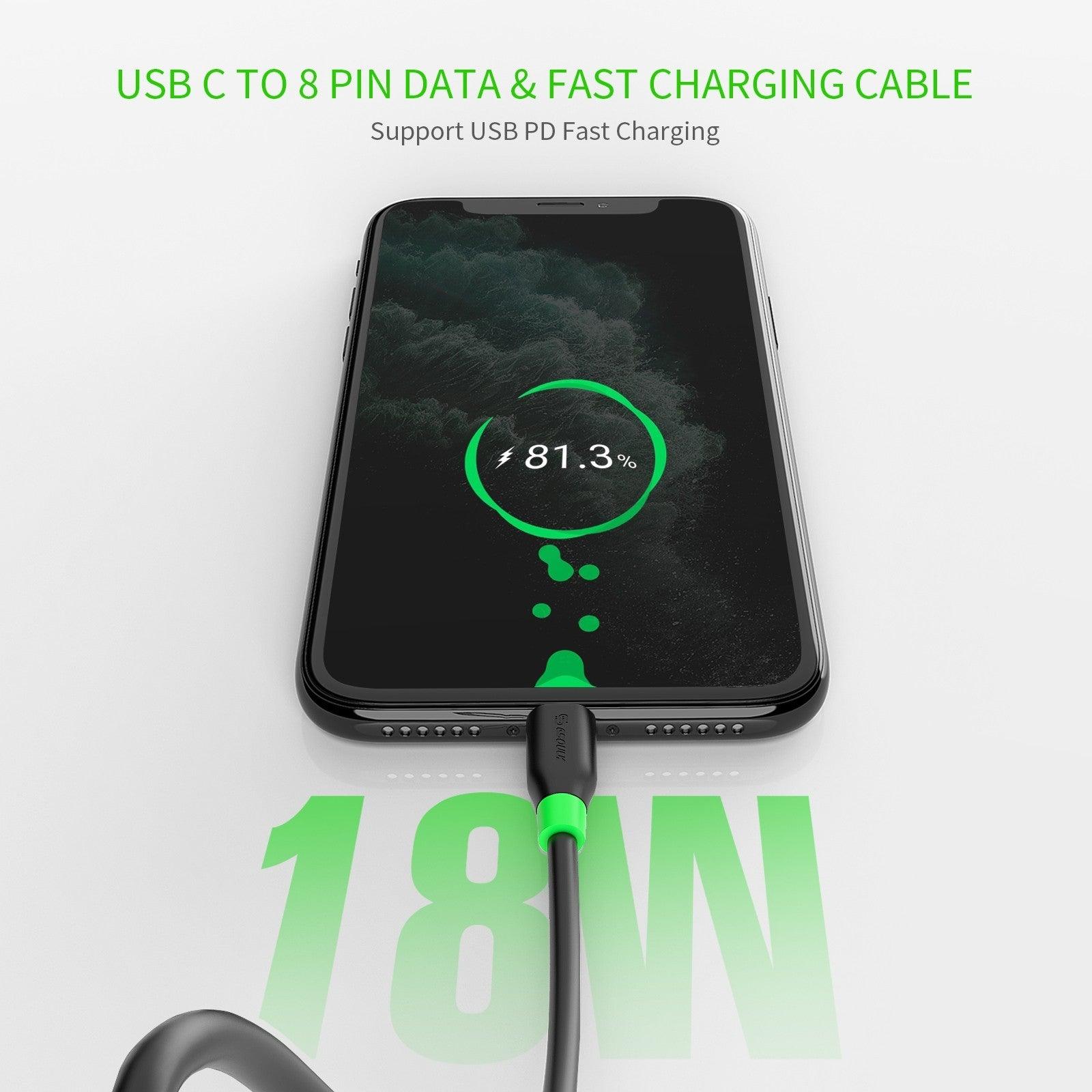 Esoulk PD Fast Charge Type-C To Lightning Cable Black (For iPhone 12, 13, 14 Series) 4FT, EC33P-CL-BK - Best Cell Phone Parts Distributor in Canada, Parts Source