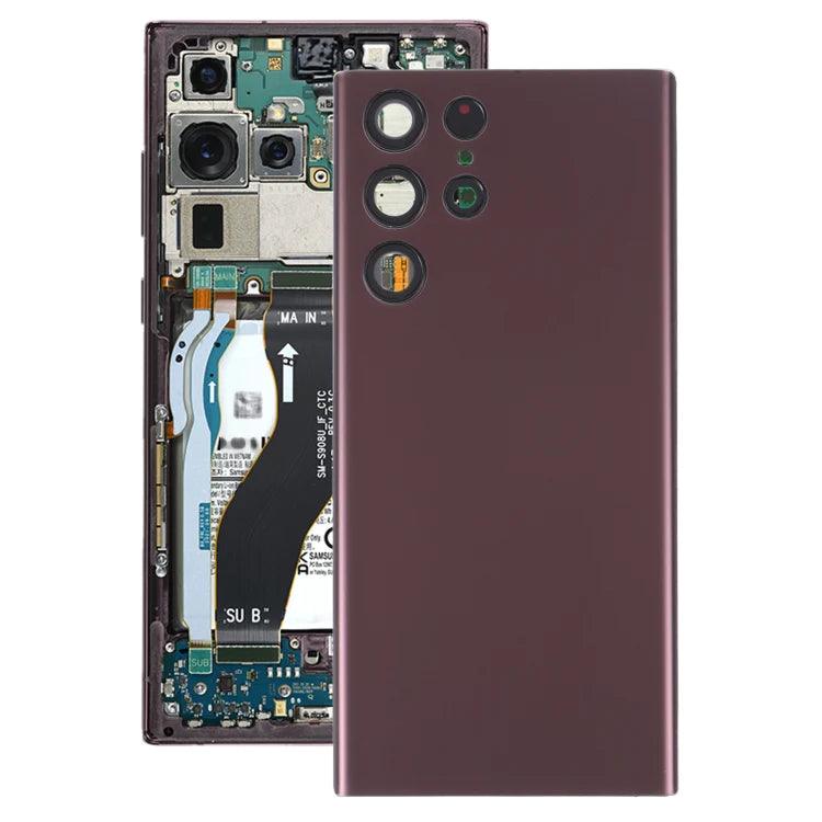 For Samsung Galaxy S22 Ultra 5G SM-S908B Battery Back Cover with Camera Lens Cover ( Burgundy) - Best Cell Phone Parts Distributor in Canada, Parts Source