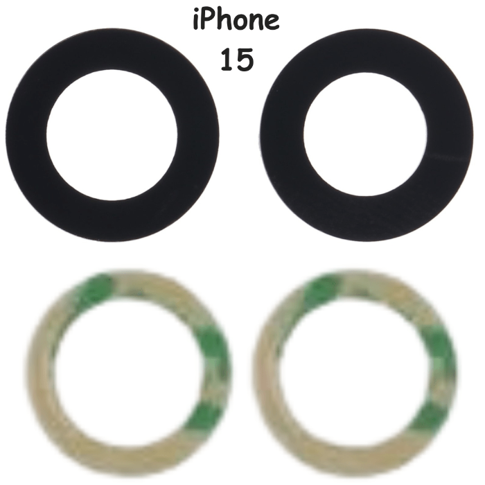 2 Pice Set Rear Back Camera Glass Lens + Adhesive Sticker For iPhone 15 (Black) - Best Cell Phone Parts Distributor in Canada, Parts Source