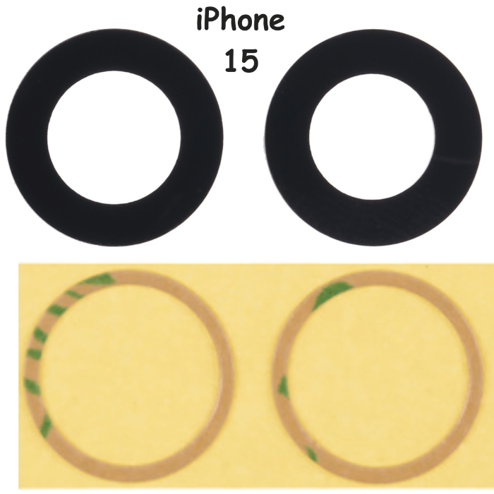 2 Pice Set Rear Back Camera Glass Lens + Adhesive Sticker For iPhone 15 (Black) - Best Cell Phone Parts Distributor in Canada, Parts Source