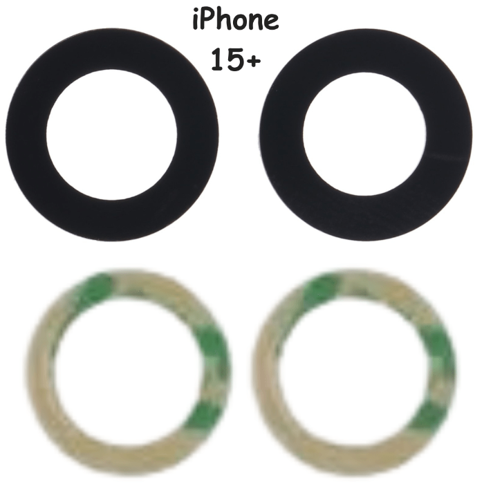 2+2 Pice Set Rear Back Camera Glass Lens + Adhesive Sticker For iPhone 15 Plus (Black) - Best Cell Phone Parts Distributor in Canada, Parts Source