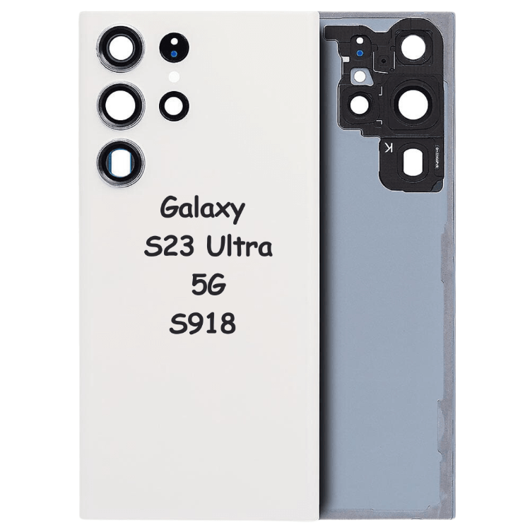 Back Glass Cover With Camera Lens Housing Door Replacement For Samsung Galaxy S23 Ultra 5G S918 (Cream) - Best Cell Phone Parts Distributor in Canada, Parts Source