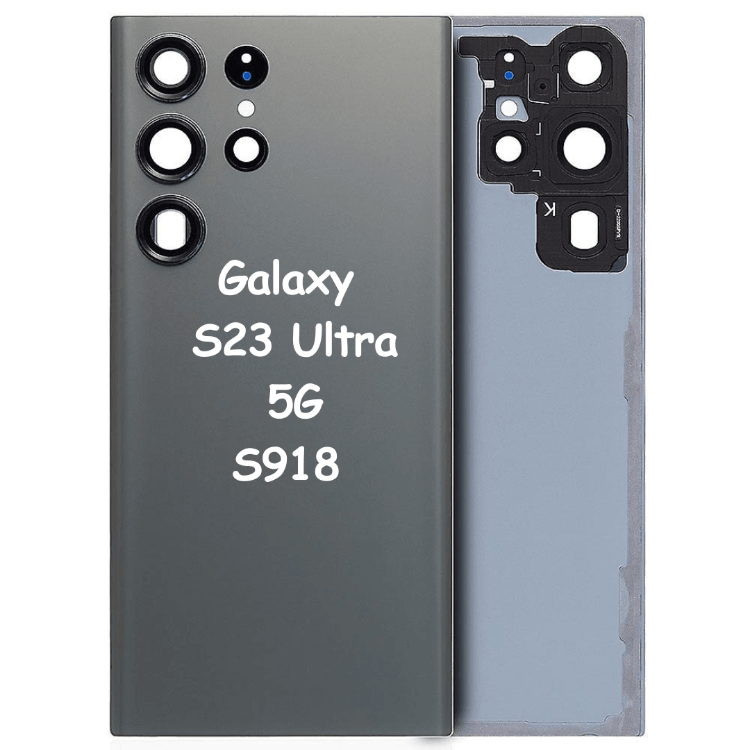 Back Glass Cover With Camera Lens Housing Door Replacement For Samsung Galaxy S23 Ultra 5G S918 (Phantom Black) - Best Cell Phone Parts Distributor in Canada, Parts Source