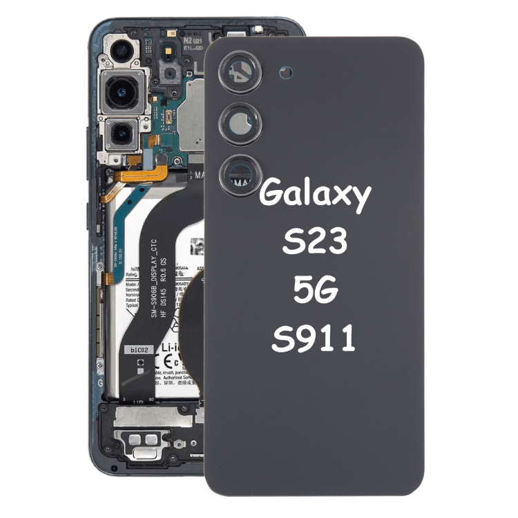Battery Back Cover with Camera Lens Cover For Samsung Galaxy S23 S911 (Phantom Black) - Best Cell Phone Parts Distributor in Canada, Parts Source