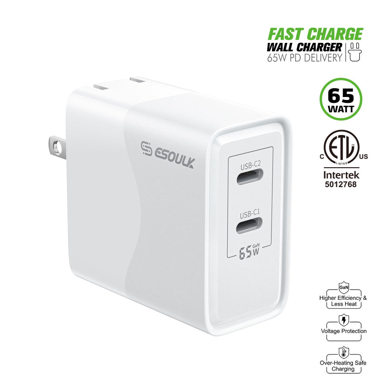 Wall Charger 65W, dual USB C
