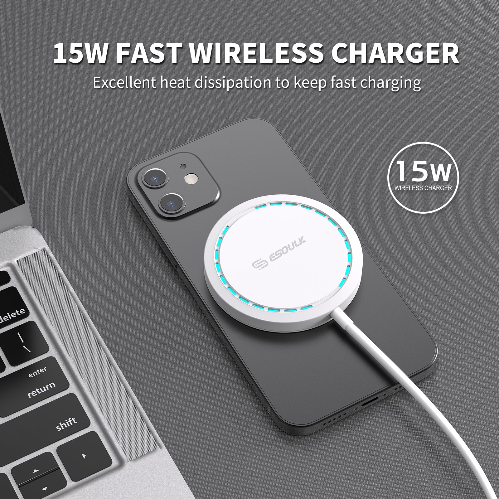 Magnetic Wireless Charger 15W PD Adapter for iPhone