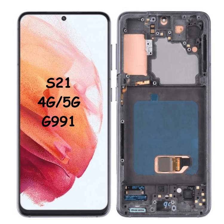 OEM AMOLED LCD Screen Digitizer Full Assembly with Frame For Samsung Galaxy S21 4G G990 / S21 5G G991 Service Pack (Gray) - Best Cell Phone Parts Distributor in Canada, Parts Source