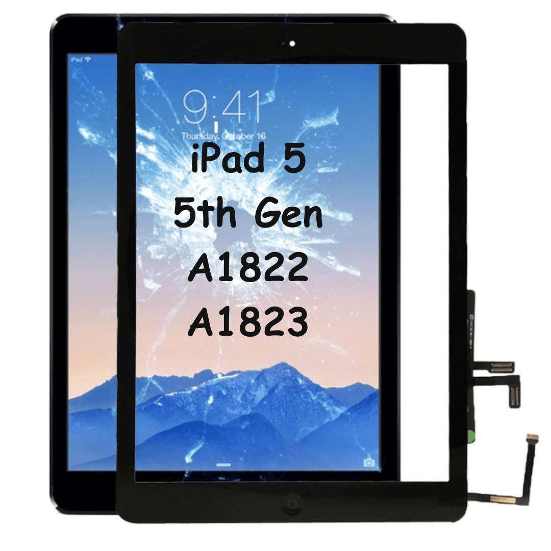 Touch Digitizer Glass with Home Button Flex and Adhesive For iPad 5 5th Gen A1822 A1823 (Black) - Best Cell Phone Parts Distributor in Canada, Parts Source
