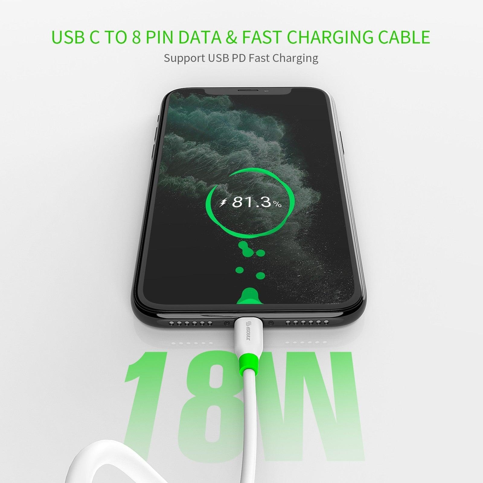 Esoulk PD Fast Charge Type-C To Lightning Cable White (For iPhone 12, 13, 14 Series) 4FT, EC33P-CL-WH - Best Cell Phone Parts Distributor in Canada, Parts Source