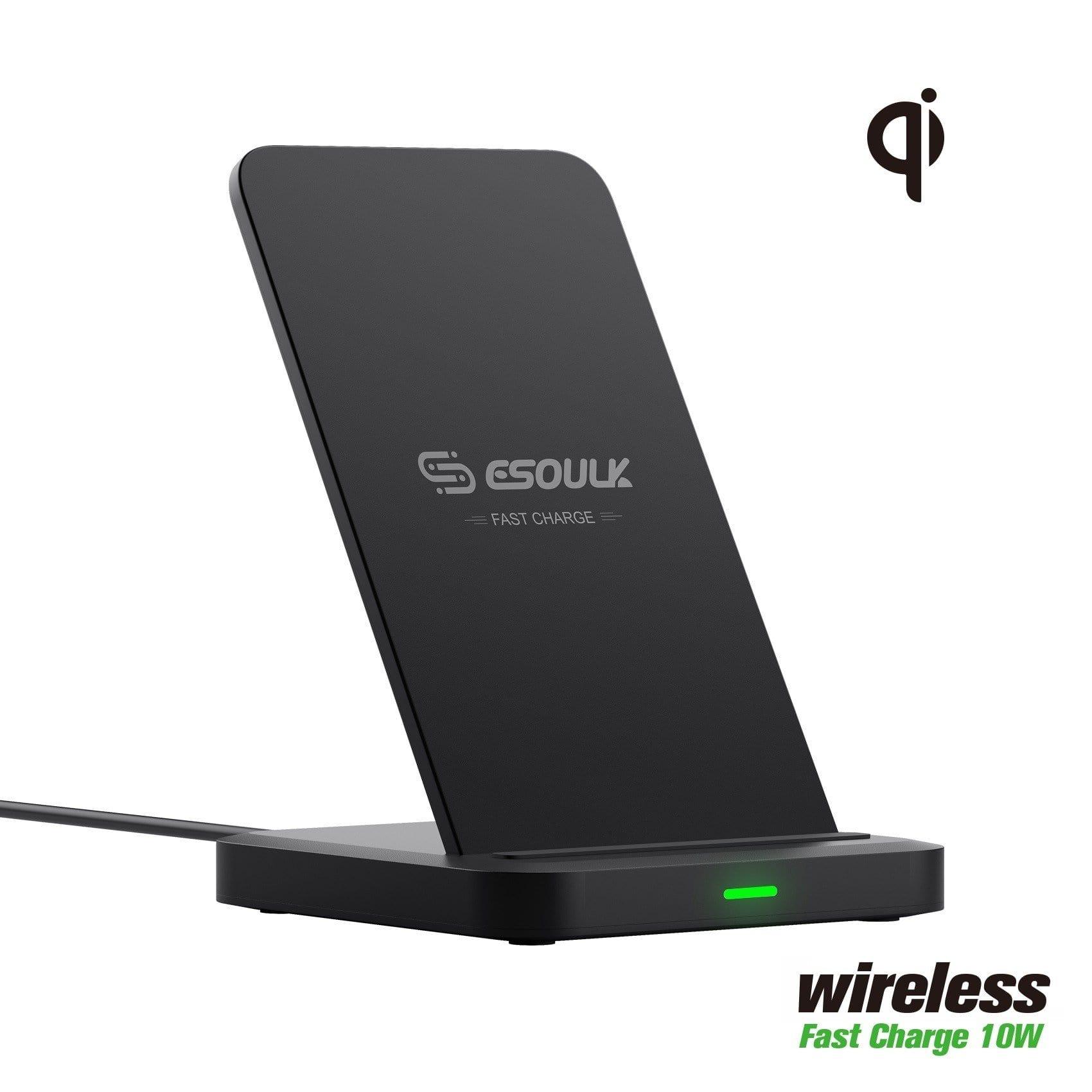 Esoulk QI 10W Wireless Desktop Double coil Wireless Fast Charger EW03PBK - Best Cell Phone Parts Distributor in Canada