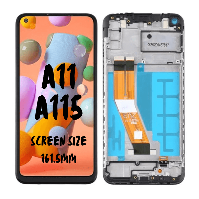 LCD ASSEMBLY WITH FRAME FOR SAMSUNG GALAXY A11 (A115 / 2020 size 161.5) BLACK - Best Cell Phone Parts Distributor in Canada, Parts Source